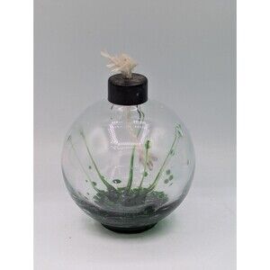 Artisan Glass 5" Green Speckled Blown Glass Witch Ball  Table Oil Lamp